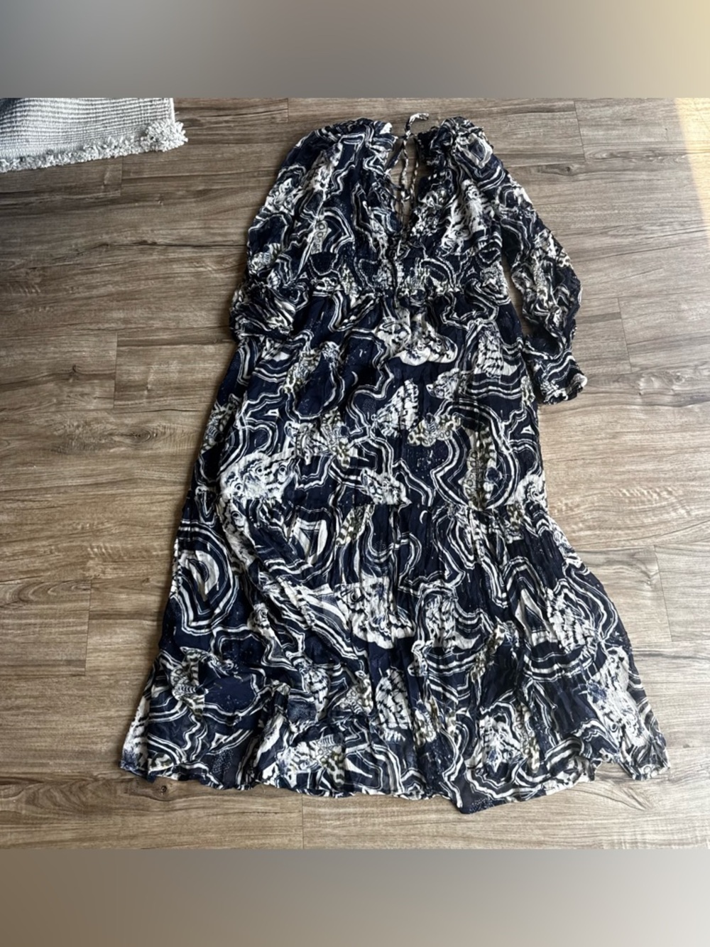 NWT Anthropologie Printer Johnson Long-Sleeve V-Neck Textured Midi Dress sz XLP - Picture 6 of 12
